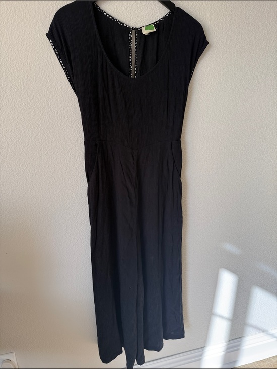 Anthropologie Pants - Anthropologie Black Textured Wide Leg Jumpsuit with Scoop Neck